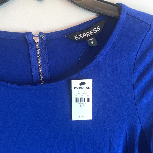 NWT EXPRESS blue long sleeve dress size small - Picture 2 of 5